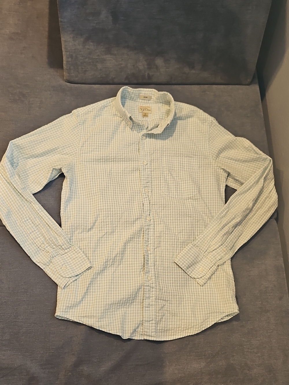 J. Crew Light Blue Gingham Button-Down Shirt